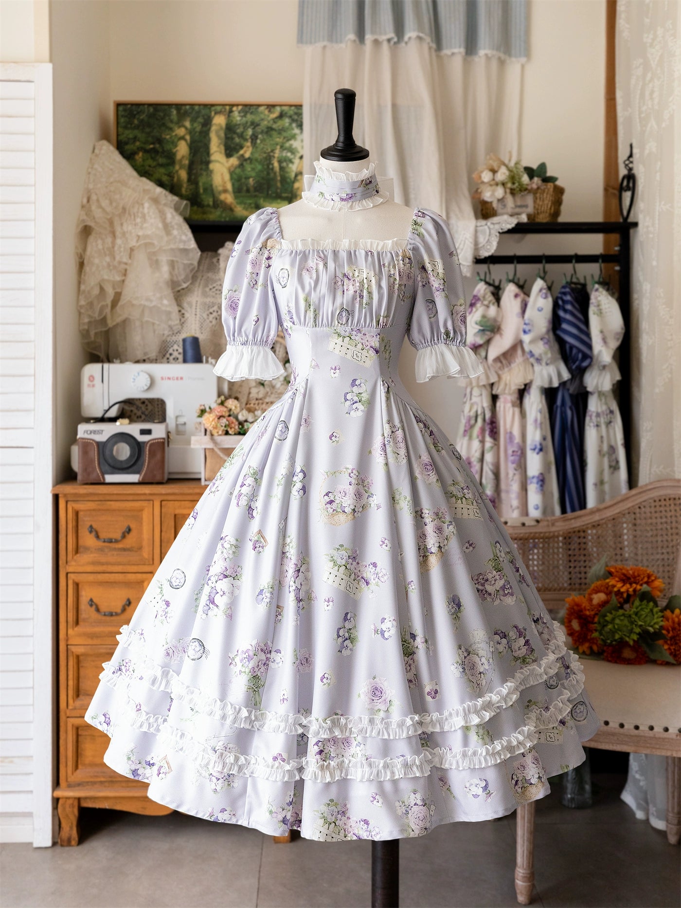 oversized dressForest Wardrobe~Forest Basket~Classic Lolita OP Dress Floral Print