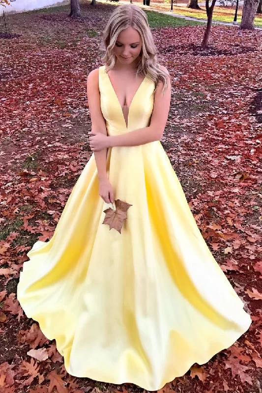 off-shoulder dressYellow  Floor Length Long Prom Dress