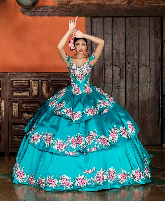 sophisticated dressMexican Quinceanera Dresses Ball Gown Off The Shoulder Satin Tiered Appliques Sweet 16 Dresses 15 Años