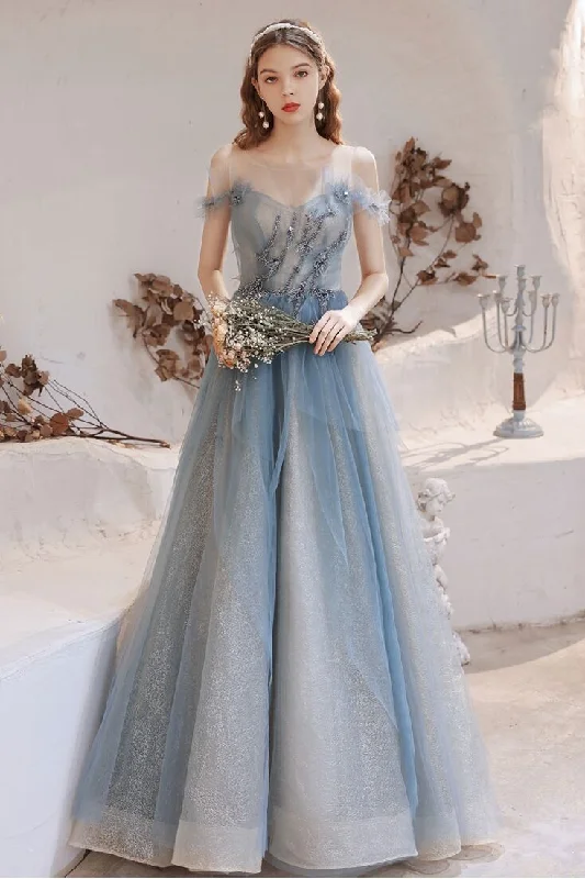 sleek dressPrincess Misty Blue Long Formal Dress