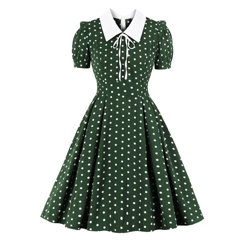 evening dressBerriesJam - 2024 Polka Dot Robe Short Sleeve Elegant Summer Pleated Dress