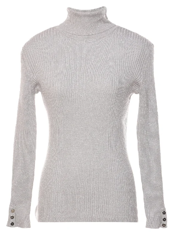 contemporary coatLurex Thread Pattern Turtleneck Jumper - M