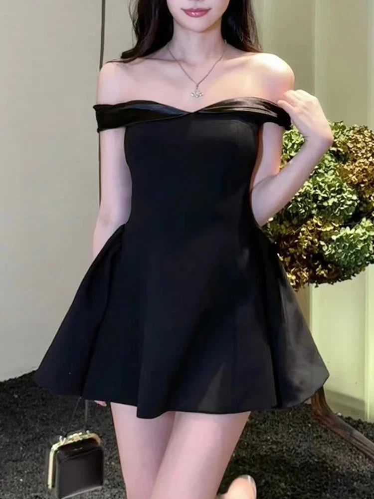 structured dressSatin Contrast Stylish Off-shoulder Mini Dress