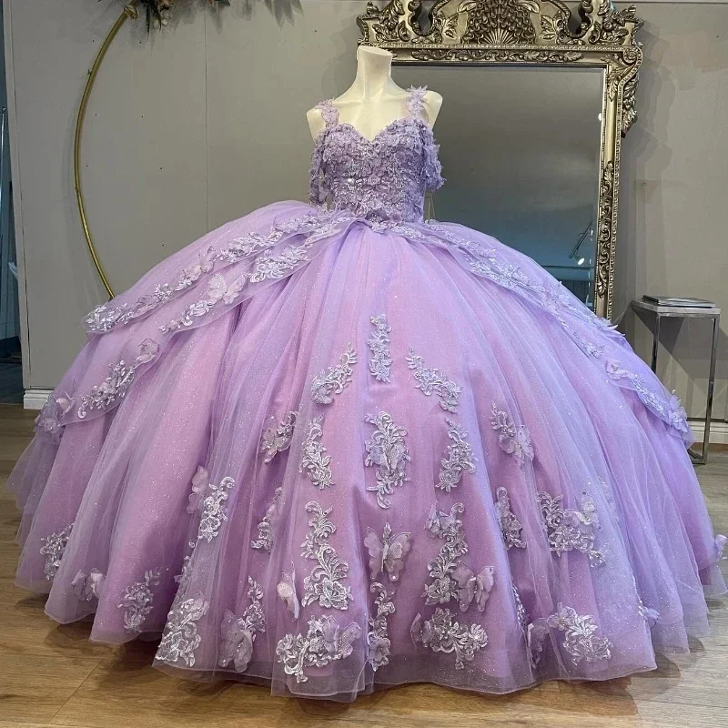 chic wrap dressLavender Sexy Off the Shoulder Ball Gown Quinceanera Dresses Applique Lace Crystal Beading Bow Tull Ribbons Corset Vestido De 15