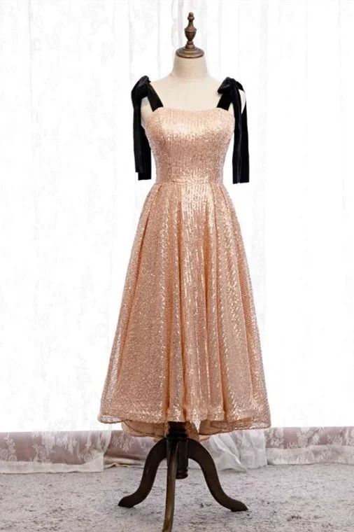 stylish party dressCute Rose Gold Sequins Short Party Dress