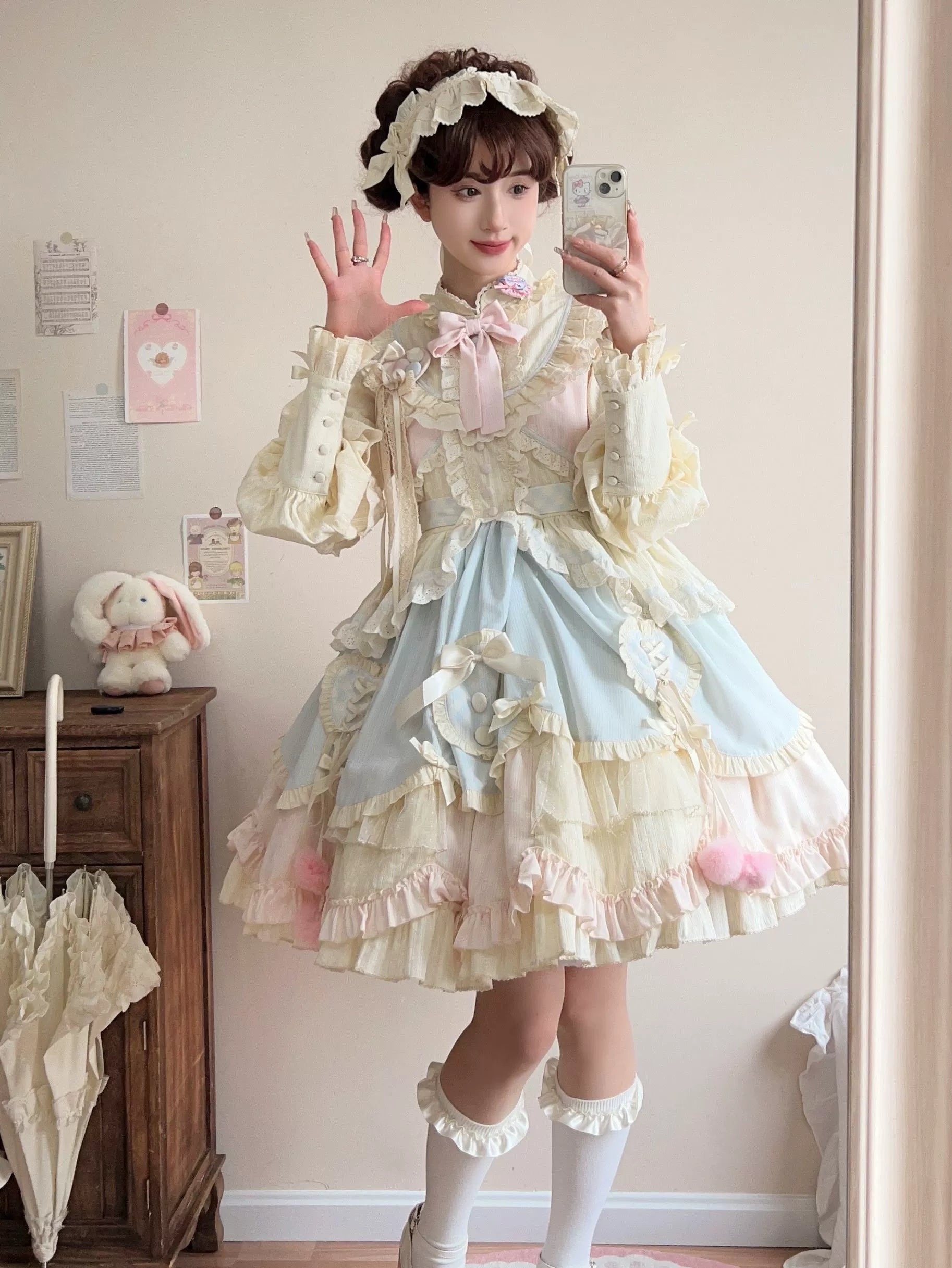 ruffle dressUncle Wall Original~Sleep Macaron~Sweet Lolita OP Dress Solid Color Dress