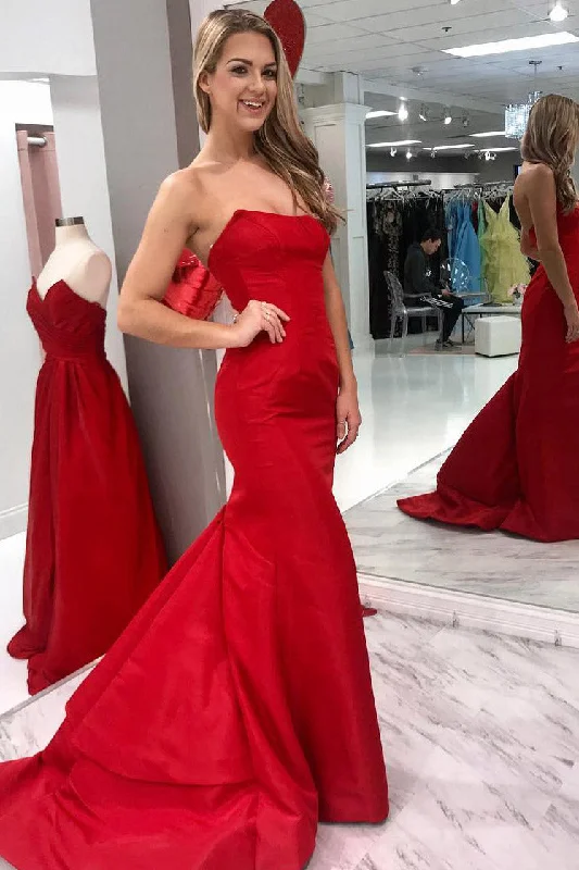 party-ready dressMermaid Strapless Court Train Prom Dress