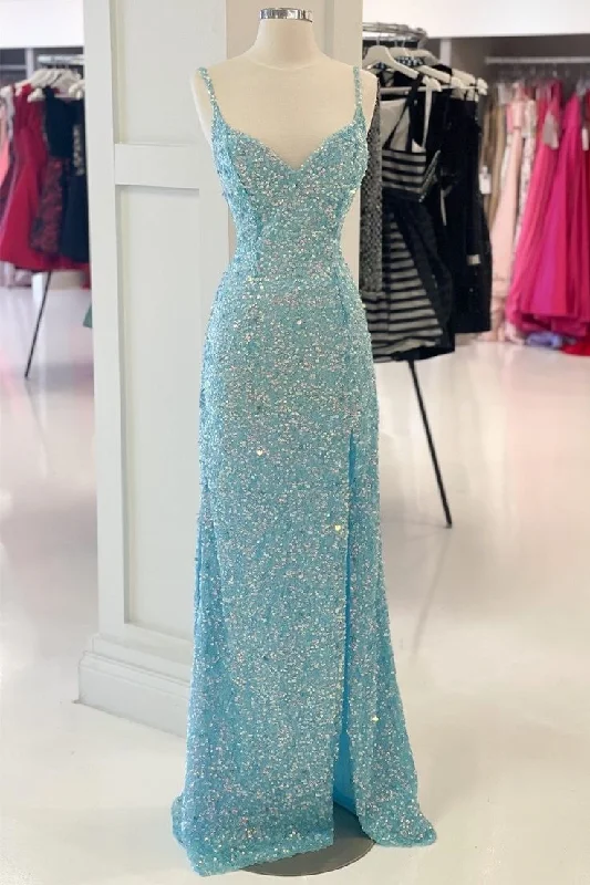 wool dressTiffany Blue Sequin Mermaid Long Prom Dress Y7213