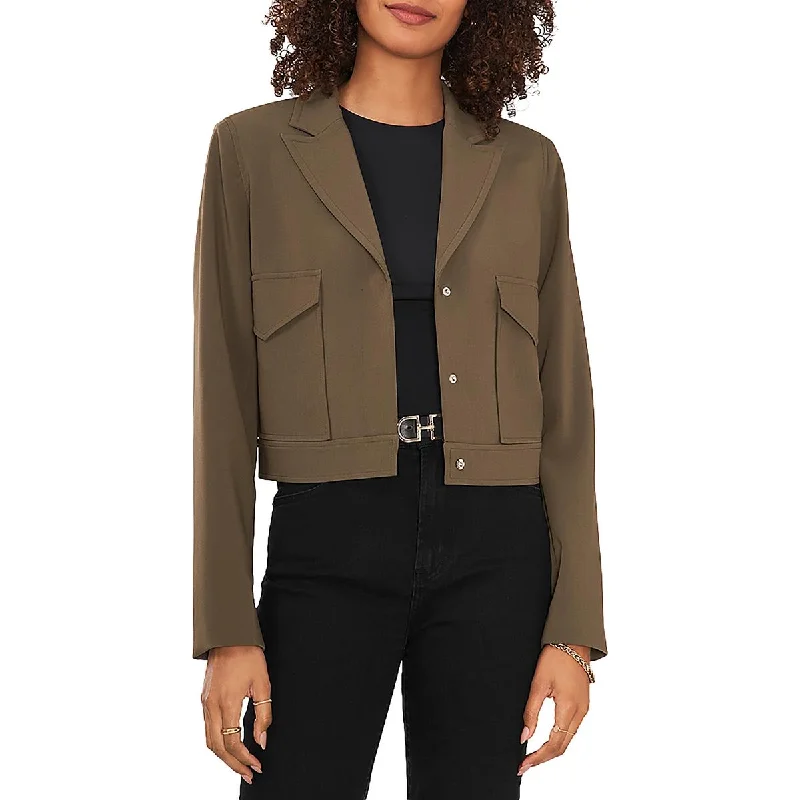 long-sleeve winter jacketWomens Notch Collar Cropped Two-Button Blazer