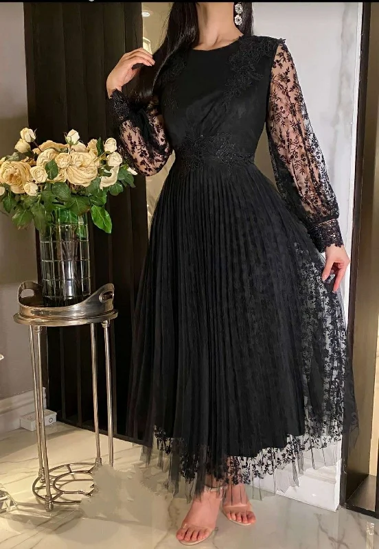 ruched dressElegant Black A-line Evening Dress,Black Formal Dress  Y5730