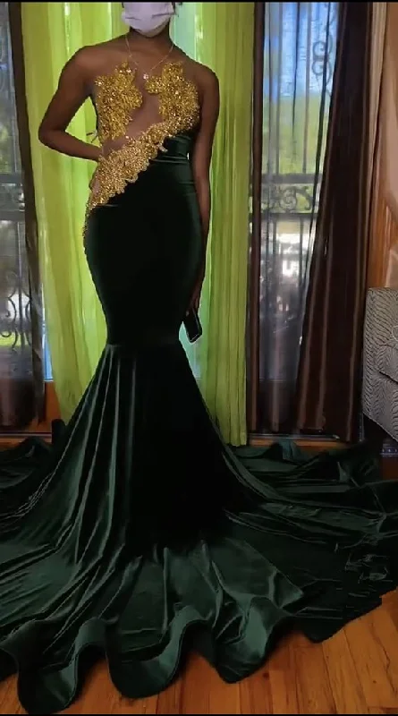 form-fitting dressCharming Green Mermaid Evening Dress,Green Evening Gown Y6537