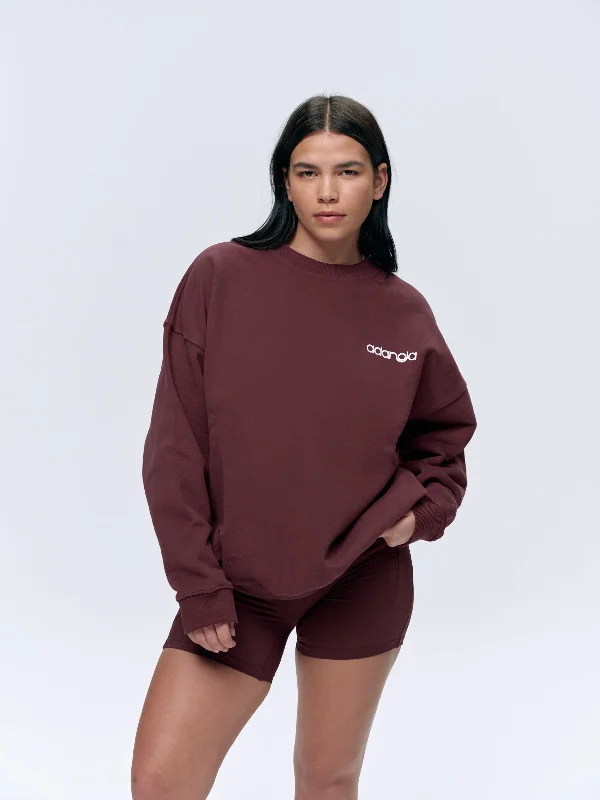 comfortable athletic sweatshirtMotion Oversized Sweatshirt - Burgundy/White