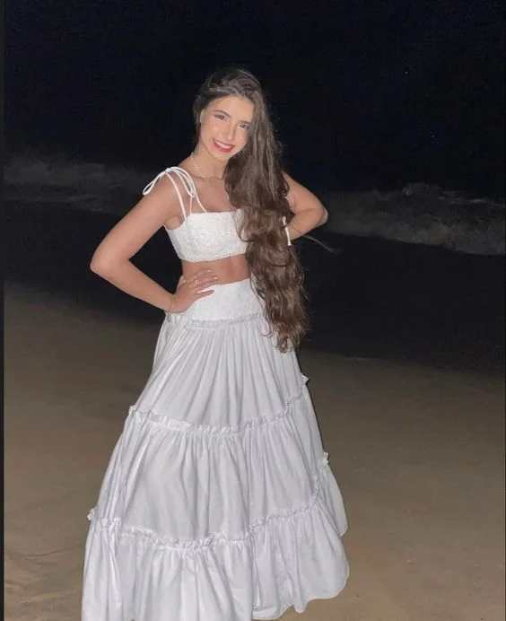 casual evening dressSexy Two Piece White Prom Dress,White Beach Dress Y6998