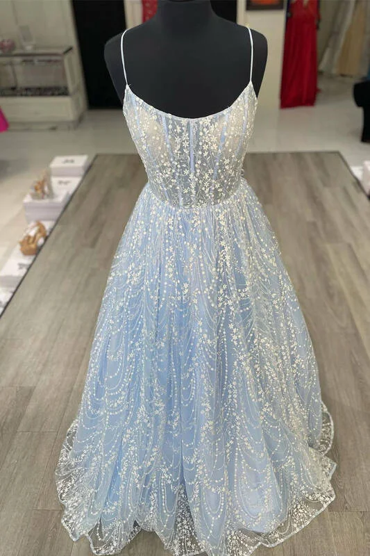 t-shirt dressPrincess A-line Light Blue Formal Dress