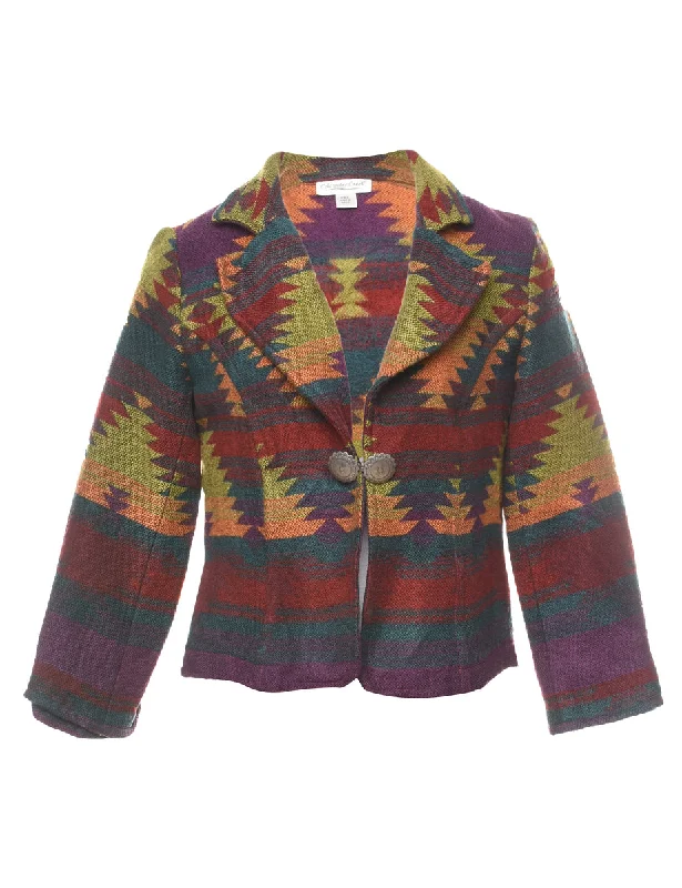 soft shell coatAztec Design Multi-Colour Tapestry Jacket - S