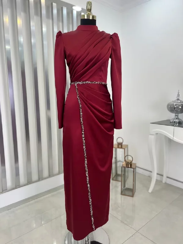 elegant evening dressElegant Sheath Long Sleeves Prom Dress,Muslim Dress  Y6902