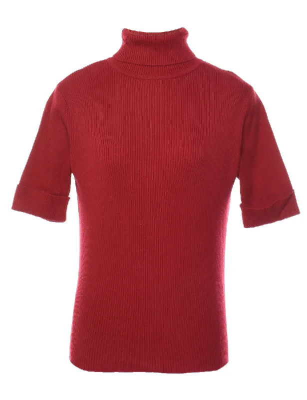 casual sports coatRed Turtleneck Jumper - M