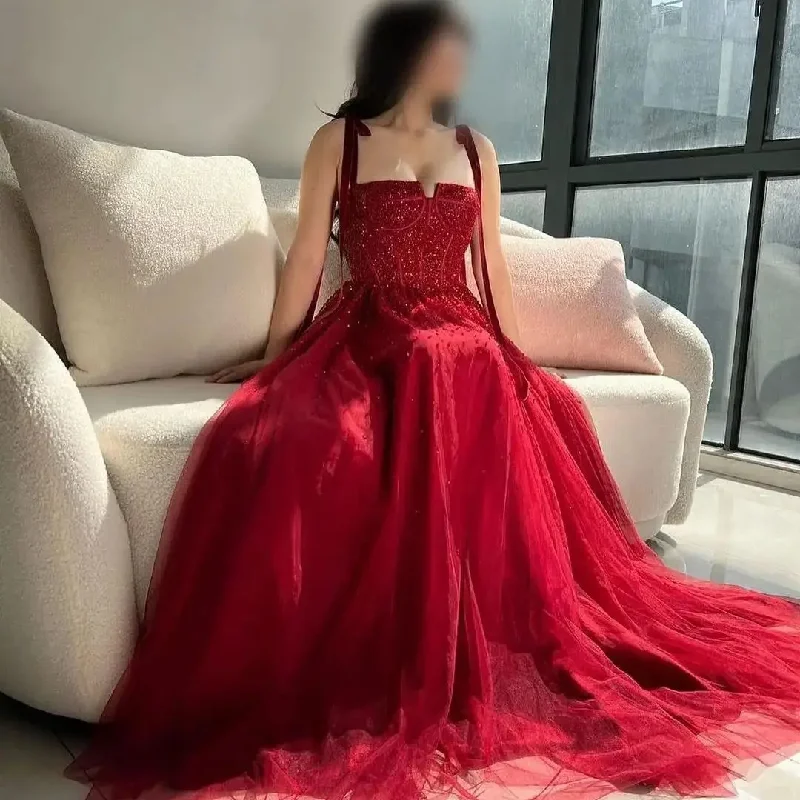 sophisticated dressEvening Dresses for Women with Pleats Off Shoulder Tulle Party Gowns Floor Length vestidos de fiesta elegantes para mujer