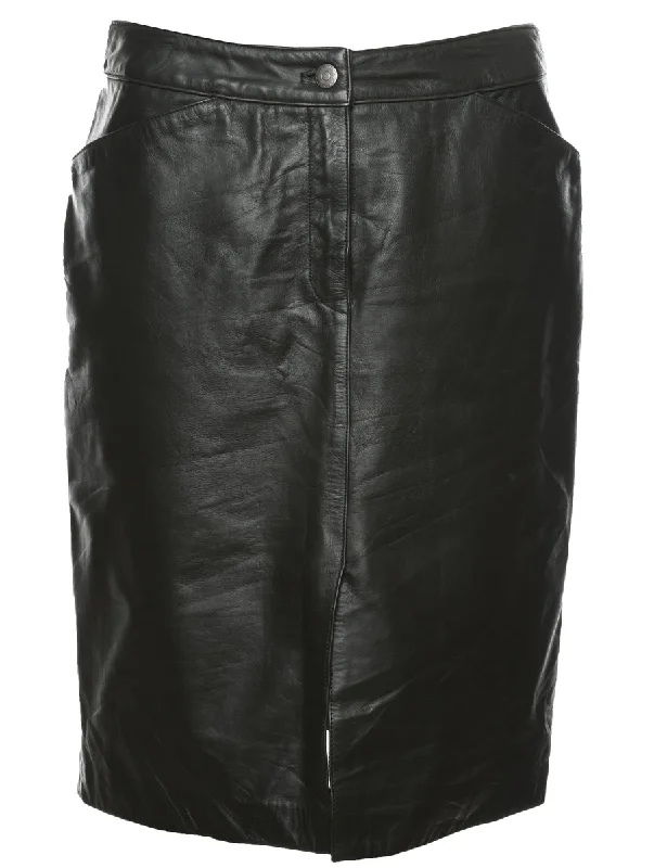 minimalist jacketBlack Leather Skirt - M