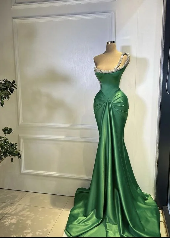 flowy evening dressEmerald Green Mermaid Prom Dress,Charming Emerald Green Evening Dress Y6435