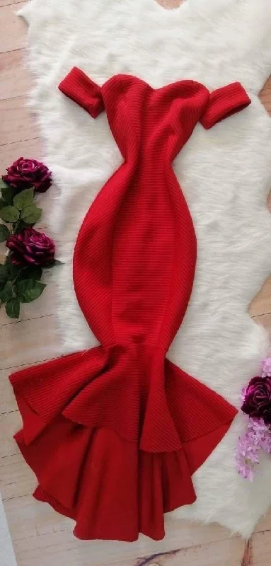 casual summer dressSweetheart Neckline Red Mermaid Prom Dress,Red Evening Dress Y6044