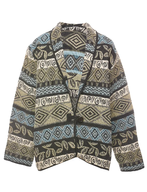 classic bomber jacketPatterned Light Green & Light Blue Tapestry Jacket - L