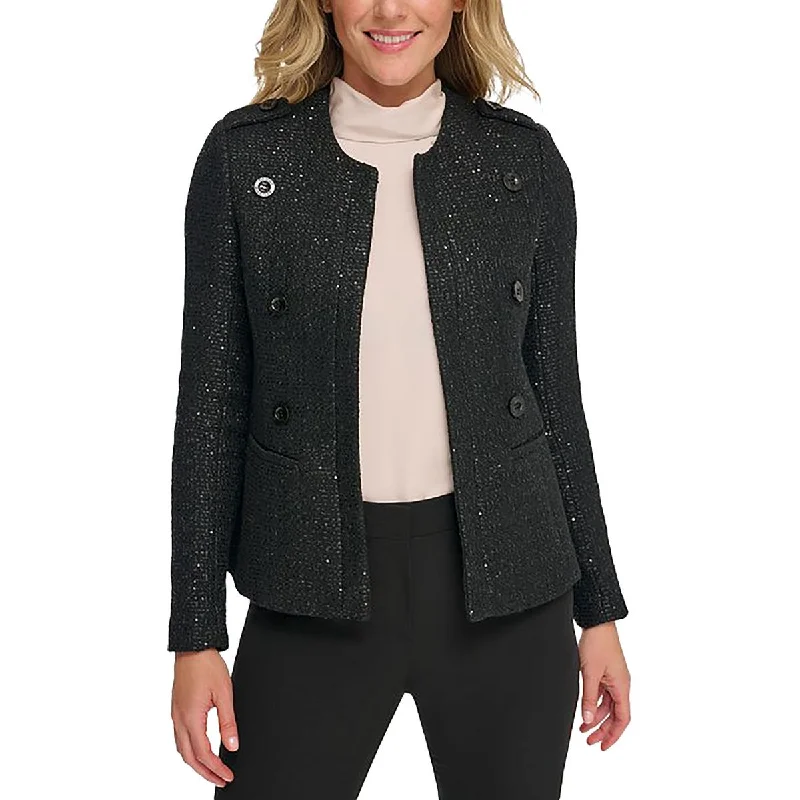 casual sports coatWomens Sequined Open Front Wool Coat