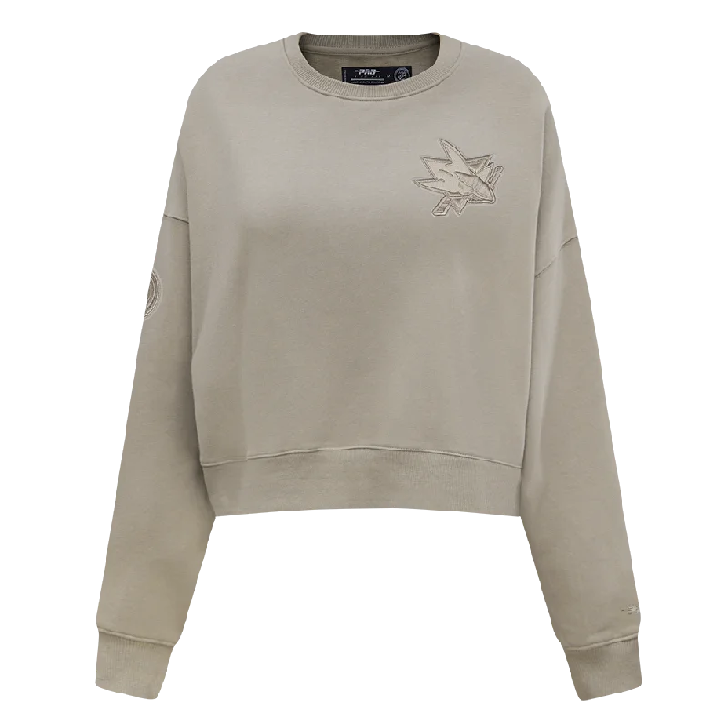 comfy workout wear hoodieNHL SAN JOSE SHARKS NEUTRAL WOMEN'S CREWNECK (TAUPE)