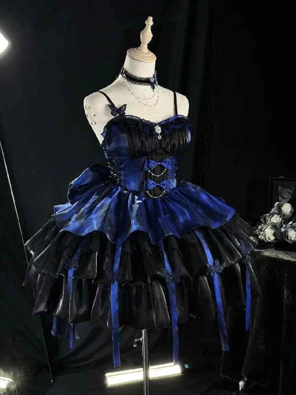 black and blue dress - strap style (without trailing veil)