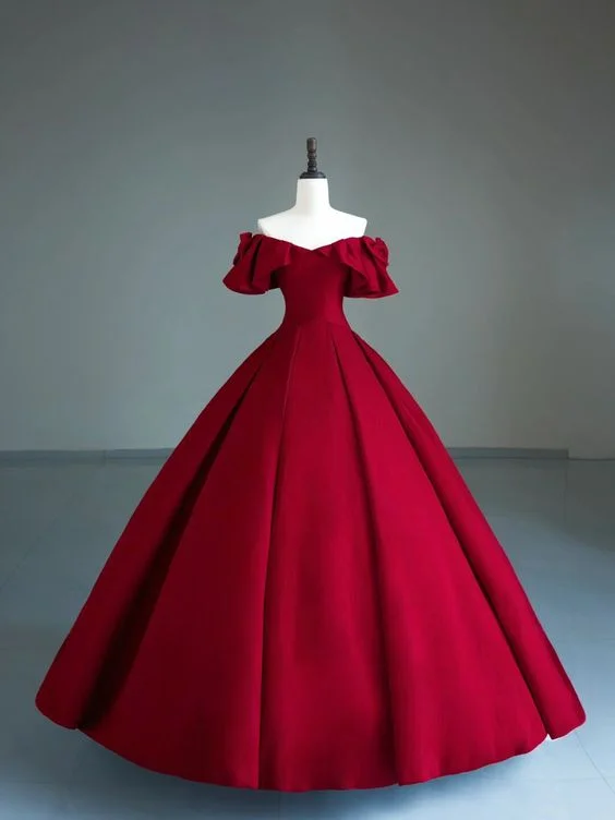 wrap dressDark Red Off The Shoulder Ball Gown,Sweet 15 Dress Y6962